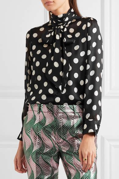 gucci pussy bow polka dot silk chiffon blouse black matches|Pussy Bow Blouse Silk .